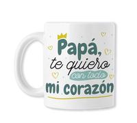 BAOBAB REGALOS Padres (Papá te quiero con todo mi corazón - Taza para Papá: Diseño Emotivo para el Día del Padre | Especial de Cerámica Resistente | Apto para Microondas y Lavavajillas)