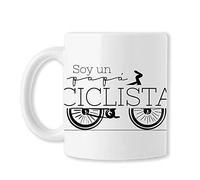 BAOBAB REGALOS Padres (Soy un PAPÁ CICLISTA - Taza original para regalar con frase y dibujo bicicleta DÍA DEL PADRE. Cerámica blanca)