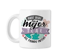 BAOBAB REGALOS TCAE Chica Auxiliar Taza original de café para regalar a trabajadora sanitaria con frase y dibujo, ideal desayuno. Cerámica blanca - Aquí bebe la mejor TCAE del mundo entero