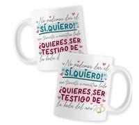 BAOBAB REGALOS TESTIGOS DE BODA (Pack de 2 tazas ¿Quieres ser Testigo de la Boda del Año? - Para Regalar - Novios - Casados - Definición testigo - Tarjeta de petición. - Para Enlace)