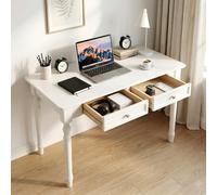 BaoBaJiu Tocador de madera maciza, color blanco, madera de caucho para escritorio, tocador con cajones, mesa consola rústica, mesa de cosméticos sin espejo para dormitorio (blanco, 120 cm)