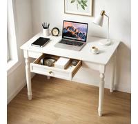 BaoBaJiu Tocador de madera maciza, color blanco, madera de caucho para escritorio, tocador con cajones, mesa consola rústica, mesa de cosméticos sin espejo para dormitorio (blanco, 80 cm)