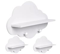 Baobiutin Estantes de Nubes flotantes de 3 Piezas, estantes de guardería de Madera Blanca para Parada de Pared, Pantalla, Estante de Pared para el baño de la Sala de Estar decoración del Dormitorio
