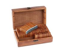 Baobiutin Sellos de Goma 70pcs Sellos de Goma Vintage Caja de Madera Caja de Alfabeto Cars