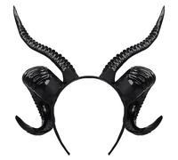 Baobiutin Tornillo de oveja Diadema, Tornillo de oveja Diadema texturizado Hornos Diabarra Negro Hornos brillantes 11.4x11.8in PP Cosplay Horns for Devil, Demon, Halloween Party, Horns Diadema