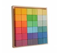 Baoblaze 36 Piezas Bloques Infantiles Construcción Mosaico Juguete Educativo Apilables Geometría Creativa de Madera Suaves para Pensamiento y Creatividad, Mosaico De Tilo Teñido Arcoíris