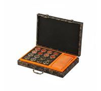 Baoblaze Ajedrez Chino Tablero Clásico Juego de Mesa Set con Piezas Metálicas Grabadas Caja Rígida para Guardar Aspecto de Colección Adecuado para, Ajedrez De Cobre Pequeño con Caja De Regalo