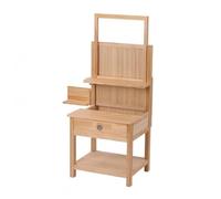 Baoblaze Asiento de Arte Ajustable Caballete Taburete Banco Organizador con Cajón Lateral y Estante Inferior en Madera de Regulable 90 a 126 Cm Adecuado para Ilustración Trabajo Manual, Pino