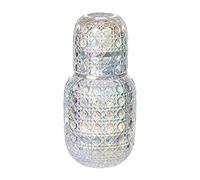 Baoblaze Bedside Carafe Juego de Jarra Y Vaso de Cristal con Patrón Estético Decantador Multifuncional para Agua Bebidas Jugos Y Té Jarra Resistente Adecuado P, Multicolor, Individual