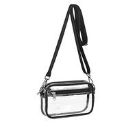 Baoblaze Bolso Bandolera Transparente, Bolso de Hombro Conveniente, Bolso Transparente con Cierre de Cremallera Portátil, Bolso de Mano Transparente para Gimna, negro