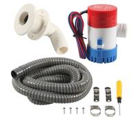 Baoblaze Bomba de Achique Marina Kit Completo Bomba Drenaje Náutico con Codo Accesorios Material PVC Descarga Eficiente Salida Corrugada Adecuada para Barcos, Gris
