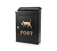 Baoblaze Buzón de Pared Vintage Buzón Exterior Caja de Postal Postal Metálico con Diseño Clásico y Tapa Antilluvia en Aluminio y, Negro, Gato Dorado sobre Fondo Negro