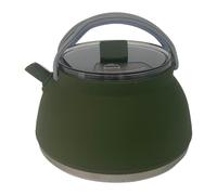 Baoblaze Camping Kettle de Silicona Plegable con Base de Acero Inoxidable Tetera para Hervir Agua Y Café sobre Fuego Diseño Antideslizante Y Reutilizable, Verde Oscuro