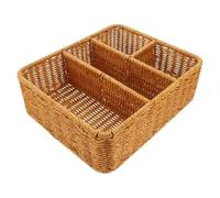 Baoblaze Cesta Dividida para Utensilios, Organizador de Cubiertos en Armario Y Espacio Común, Light Brown S, tal como se describe