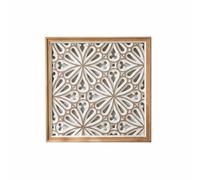 Baoblaze Colgante Decorativo de Pared Tallado Panel Placa Cuadro con Detalle Artesanal y Acabado Natural Que Combina con Boho y, 50 Cm X 50 Cm, Patrón Floral De Cuatro Pétalos A2709