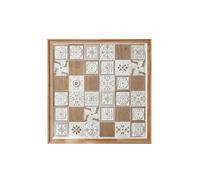 Baoblaze Colgante Decorativo de Pared Tallado Panel Placa Cuadro con Detalle Artesanal y Acabado Natural Que Combina con Boho y, 50 Cm X 50 Cm, Cuadrados De Patrones Mixtos A2717