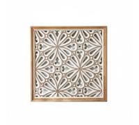 Baoblaze Colgante Decorativo de Pared Tallado Panel Placa Cuadro con Detalle Artesanal y Acabado Natural Que Combina con Boho y, 60 Cm X 60 Cm, Patrón Floral De Cuatro Pétalos A2708