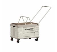 Baoblaze Contenedor de Almacenamiento Plegable Caja Organizador Baúl Carrito con Ruedas PP con Tapa Reforzada y Asa Ergonómica Adecuado para Hogar Coche, Tapa De Madera
