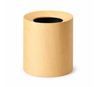 Baoblaze Contenedor de Residuos Papelera Cesto Bote de Basura con Diseño Abierto y Cuerpo Redondo Combinación Exterior Madera E Interior Negro Práctico en, Madera Original, Sin Base
