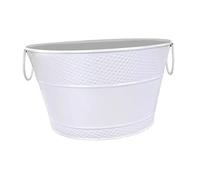 Baoblaze Cubo de hielo, bañera de hierro galvanizado, balde de vino de almacenamiento de bebida de metal portátil rústico para fiesta, champán, hotel, vino, Blanco