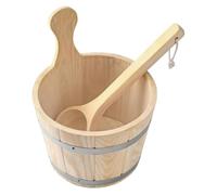 Baoblaze Cubo de Madera para Sauna Balde Cubeta con Cazo Capacidad 5 litros Diseño Clásico Reforzado con Aros Metálicos Mango Lateral y Colgable Adecuado para SPA en Casa Centro de Relajación Regalo