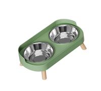 Baoblaze Cuenco para Comida y Agua para Gatos y Perros, Antideslizante, portátil, Estable y Elevado, Verde, Tazón de Acero