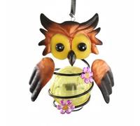 Baoblaze Decoración Colgante Solar de Jardín Linterna Farol Adorno Metálico de Hierro con Iluminación Suave y Estilo Rústico Adecuada para Patios Terrazas, Búho Solar De Hierro