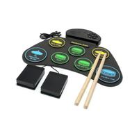Baoblaze Drum Kit Electrónico con Pad de Batería Conjunto de Mesa Pedales Baquetas Superficie Curvada de Silicona con de Platillos Altavoz Integrado para, Versión En Chino