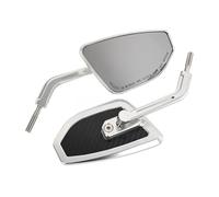 Baoblaze Espejo Manillar para con Ajustable Metal y Cabeza Vidrio con Forma Rectangular Trapezoidal Que Ofrece una Amplia Trasero Acuado para, Plata
