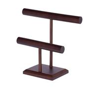 Baoblaze Expositor de collares y pulseras en forma de T, ahorra espacio, organizador de joyas para bufandas, armario de tienda minorista, Doble Barra