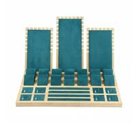 Baoblaze Expositor de Joyas Soporte Joyero Organizador de Anillos Collares con Base de Bambú y Forro de Franela Diseño por y Panel Elevado Que Mejora la
