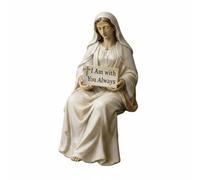 Baoblaze Figura de Resina Virgen María Estatua Sagrada Escultura Religiosa Adorno de Estante Mensaje Siempre Pintado a Mano Diseño Sentado Estable en Bordes, L