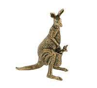 Baoblaze Figurita Decorativa de Latón Marsupial en Pie con Cría Escultura Animal Estatua Ornamental Adorno Pequeño Superficie Texturizada y Presencia Serena