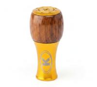 Baoblaze Fishing Reel Handle Perilla de Carrete Mango Botón Perilla Tapa de Aluminio con Cuerpo de Madera Redondeado para Suave y, Dorado, Madera De Pera De Hoja Grande, Aleación De Aluminio