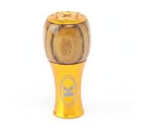 Baoblaze Fishing Reel Handle Perilla de Carrete Mango Botón Perilla Tapa de Aluminio con Cuerpo de Madera Redondeado para Suave y, Dorado, Madera De Pera Mexicana, Aleación De Aluminio