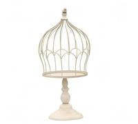 Baoblaze Jaula Vintage para Plantas Soporte Macetero de Mesa con Jaula Alambrada y Base Metal Forjado Plantas a Nivel de la Adecuado para Aparadores , Blanco Antiguo , Jaula De Pájaros
