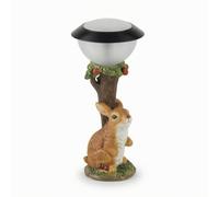 Baoblaze Lámpara Solar de Jardín Lámpara Exterior Farola Decorativa Luz Ornamental con Globo Transparente y Poste Textura Madera en Resina Adecuada para, Conejo