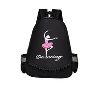 Baoblaze Mochila de Ballet con Diseño Infantil de Y Bolsa para Calzado Correas Regulables Cierre Metálico Doble Material Oxford Impermeable Adecuada, Negro, único