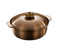 Baoblaze Olla de Acero Inoxidable Olla Sopa Cazuela con Fondo de y Cuerpo Metálico Robusto Cocción Uniforme para Guisos y Fondos Adecuada para Comidas, Bronce, 32 Cm
