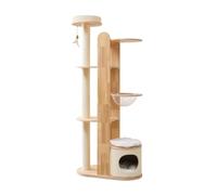 Baoblaze para Gatos Centro de Actividades Rascador Torre Refugio con Cueva Asiento Transparente Percha Alta Diseño Vertical en Madera Maciza con de Sisal, Estilo De Cápsula Espacial De Madera Maciza