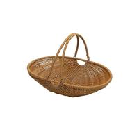 Baoblaze Picnic Basket Cesta de Mano Canasta Organizadora Bolsa de Fibra Sintética Transporte Cómodo Apariencia Tradicional Adecuado para Picnic Excursión Comedor, M, Marrón Activo