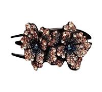 Baoblaze Pinza para el cabello para mujer, regalo, pinza para el cabello con diamantes de imitación a la moda, para cabello largo, cabello fino, maquillaje, Azul champán