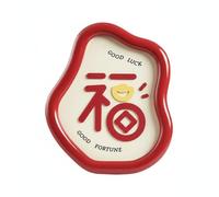 Baoblaze Placa Decorativa Fu Ornamento Chino Letrero Figura de Mesa con Símbolo de Fortuna y Marco Delicado en Acrílico Adecuada para Hogar Celebración de Año, Rojo, Lleno De Bendiciones