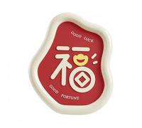 Baoblaze Placa Decorativa Fu Ornamento Chino Letrero Figura de Mesa con Símbolo de Fortuna y Marco Delicado en Acrílico Adecuada para Hogar Celebración de Año, Blanco Crema, Lleno De Bendiciones