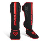 Baoblaze Protector de Espinilla Artes Marciales para Protección con Recubrimiento Ergonómico Material Sintético Aplicable en Prácticas Luchas Clases de Deporte Clubes, Rojo, Negro Y Rojo, L