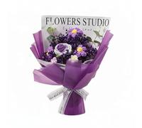 Baoblaze Ramo Tejido Ramo Artificial Flores Flores de Arreglo Floral con Diseño Artesanal Único y Mantenimiento Sencillo Adecuado para Presentes Románticos Casa Espacio de Trabajo , Morado