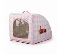 Baoblaze Refugio para Mascotas Casa Cobertizo, Mediano 51 40 35cm, Casa De Hielo Semicircular con Aire Acondicionado De Tela Oxford con Estampado De Cuadros Rosas para Perros Medianos