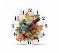 Baoblaze Reloj de Pared Analógico Redondo Reloj Decorativo Reloj Silencioso Reloj Vintage de Madera con Ilustración de Naturaleza y Flores Lectura Clara Apto, 35x35cm, Parrot