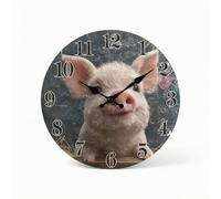 Baoblaze Reloj de Pared Analógico Redondo Reloj Decorativo Reloj Silencioso Reloj Vintage de Madera con Ilustración de Naturaleza y Flores Lectura Clara Apto, 35x35cm, Pig