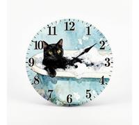 Baoblaze Reloj de Pared Analógico Redondo Reloj Decorativo Reloj Silencioso Reloj Vintage de Madera con Ilustración de Naturaleza y Flores Lectura Clara Apto, 35x35cm, Cat